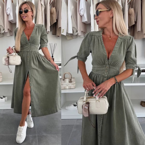 Feminines Midikleid | Taillierter Schnitt & Knopfleiste | Romantischer Look