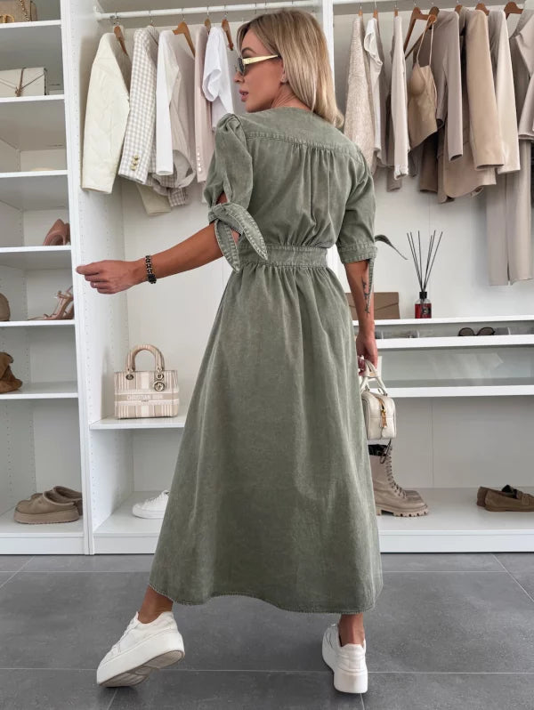 Feminines Midikleid | Taillierter Schnitt & Knopfleiste | Romantischer Look