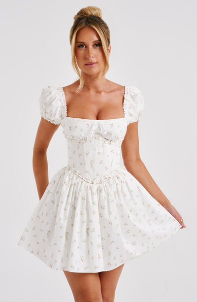 Penelope Mini Kleid - Blush mit Blumenmuster