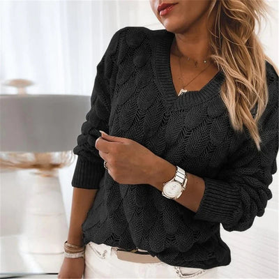 Modischer Strickpullover mit V-Ausschnitt für Damen