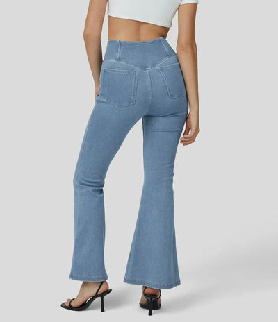 Bootcut-Jeans mit V-Bund | Hoher Bund | Figurbetont und Modern