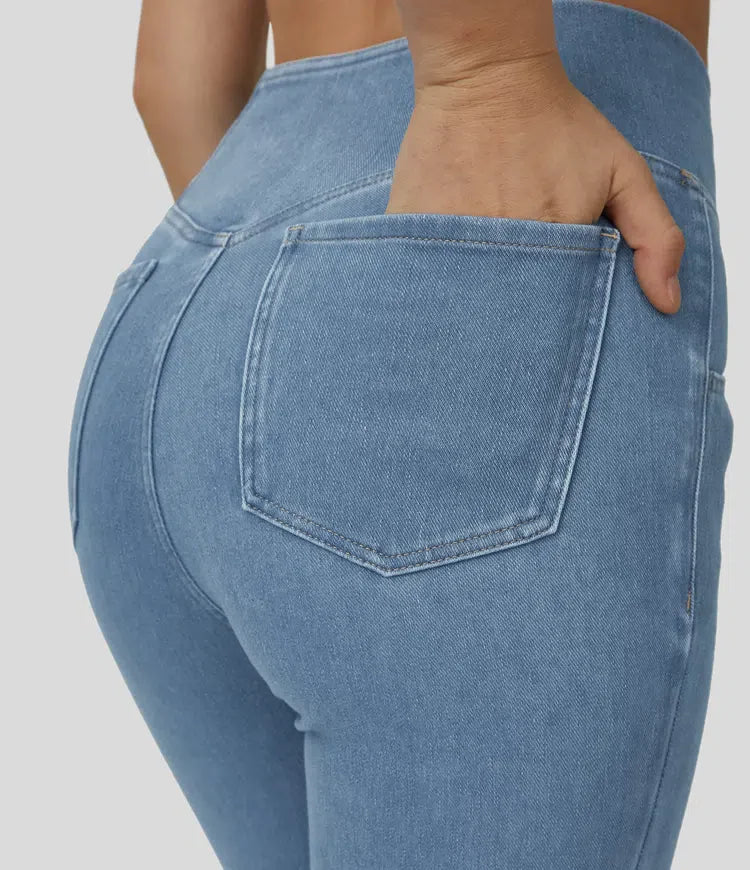 Bootcut-Jeans mit V-Bund | Hoher Bund | Figurbetont und Modern