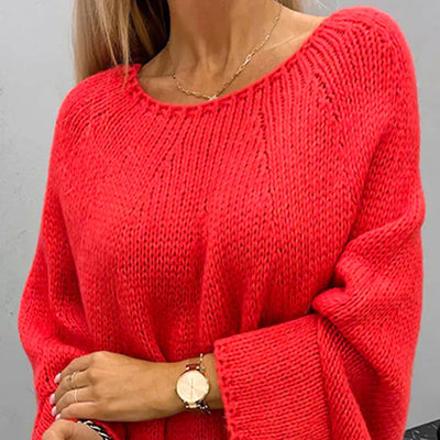 Grobstrickpullover Damen | Langer Ärmel Mit Bootsausschnitt