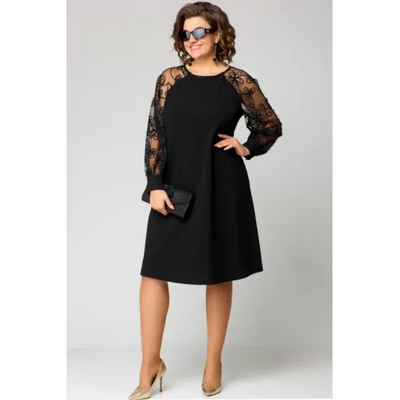 Johanna | Spitzen-Patchwork-Kleid mit Rundhals & langen Ärmeln