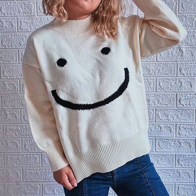 Evi | Lustige Smiley-Muster Langarmshirt für den Herbst