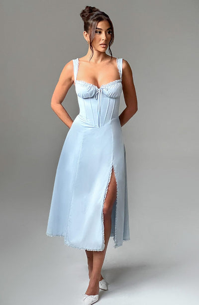 Blaues Ulrika Midi-Kleid