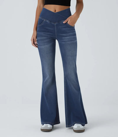 Bootcut-Jeans mit V-Bund | Hoher Bund | Figurbetont und Modern