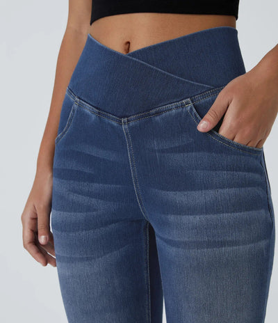 Bootcut-Jeans mit V-Bund | Hoher Bund | Figurbetont und Modern