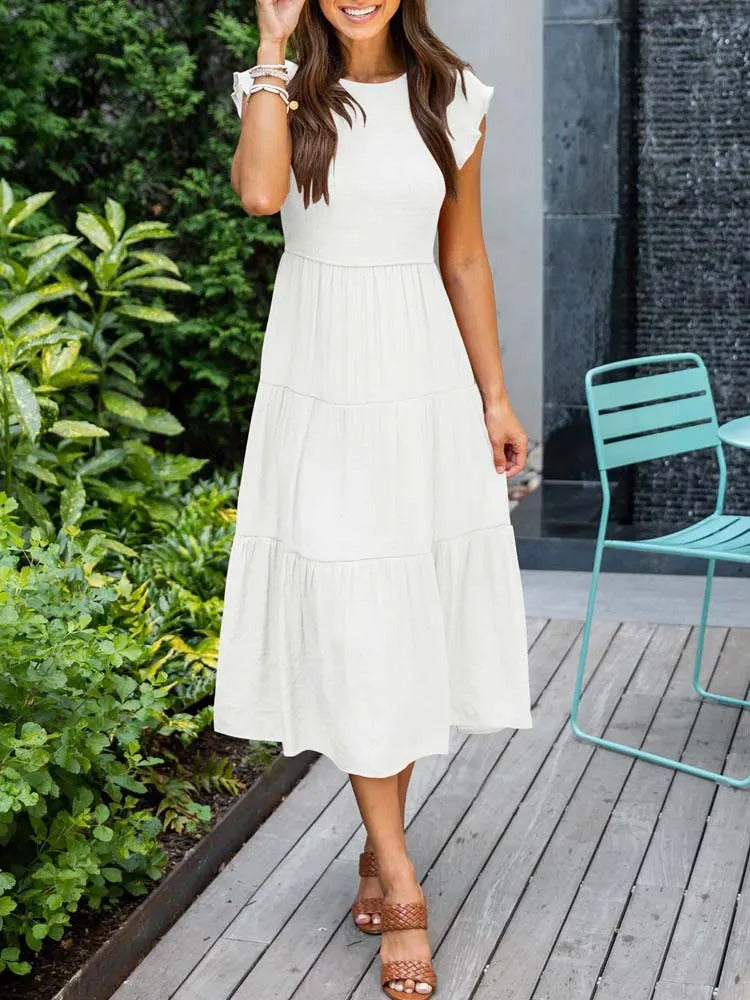 Sara® | Plissiertes und gesmoktes Sommerkleid „Marguerite“.