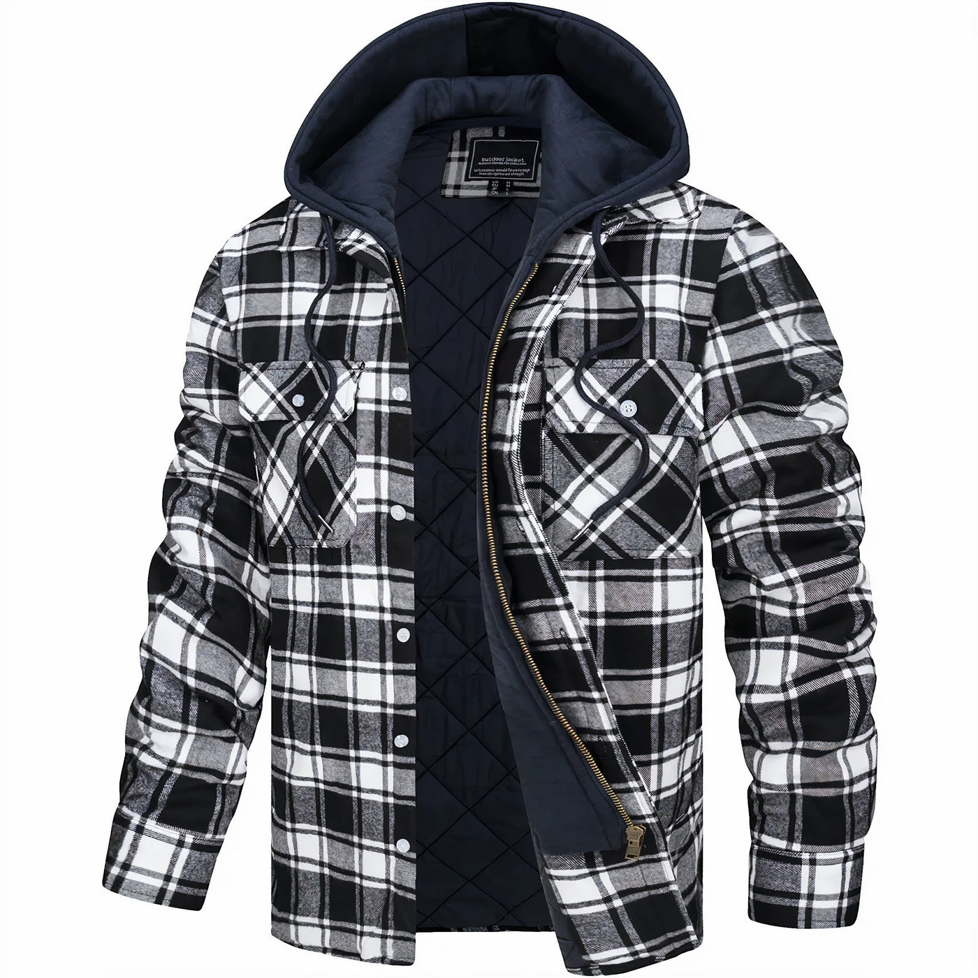 Herren Jacke Kariert Mit Kapuze | Gefüttert Übergangsjacke