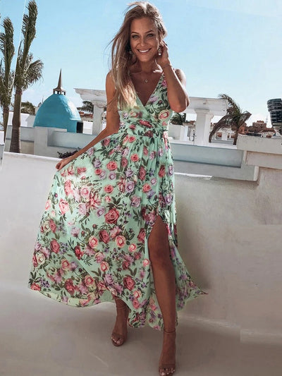 Maxikleid | Blumenmuster & Seitenschlitz | Luftig & Feminin