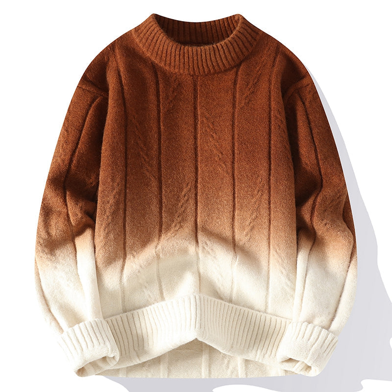 Gemütlicher Strickpullover | Strukturmuster & moderner Verlauf | Lässiger Stil