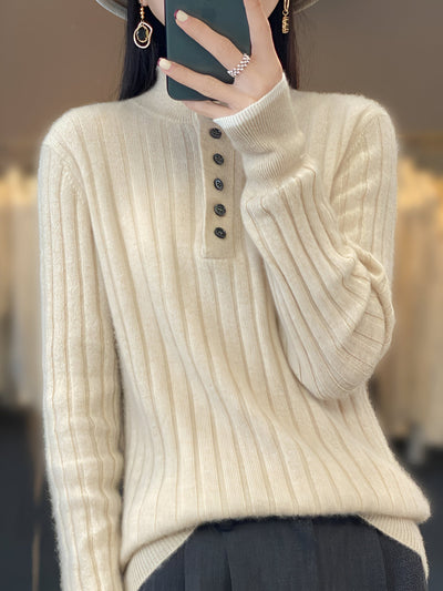 Eva | Casual Turn-Down Kragen Pullover Stricktop für Damen