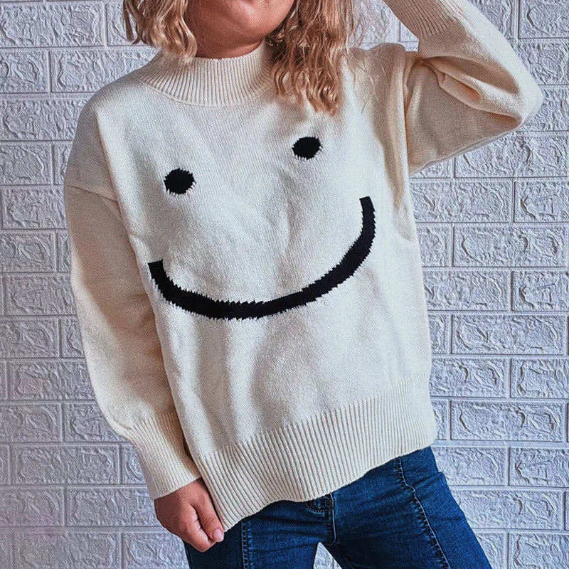 Evi | Lustige Smiley-Muster Langarmshirt für den Herbst